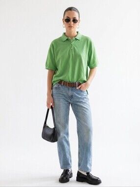 Vintage 90s North Country Green Cotton Polo Shirt Size Large Preppy